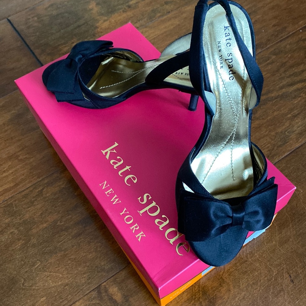 Black satin Kate Spade heels